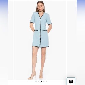 Jaiya Short Sleeve Button Front Dress in Halogen Blue